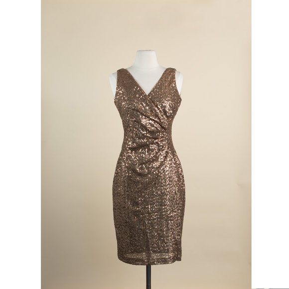 Ralph Lauren Gold Sequin Dress 2 - Picture 6 of 10